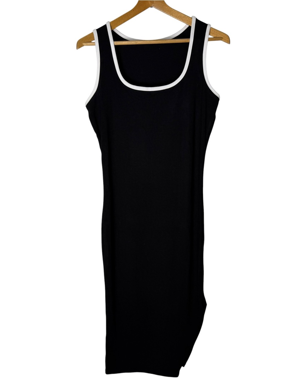 A New Day Black Contrast Trim Knit Midi Dress Size M